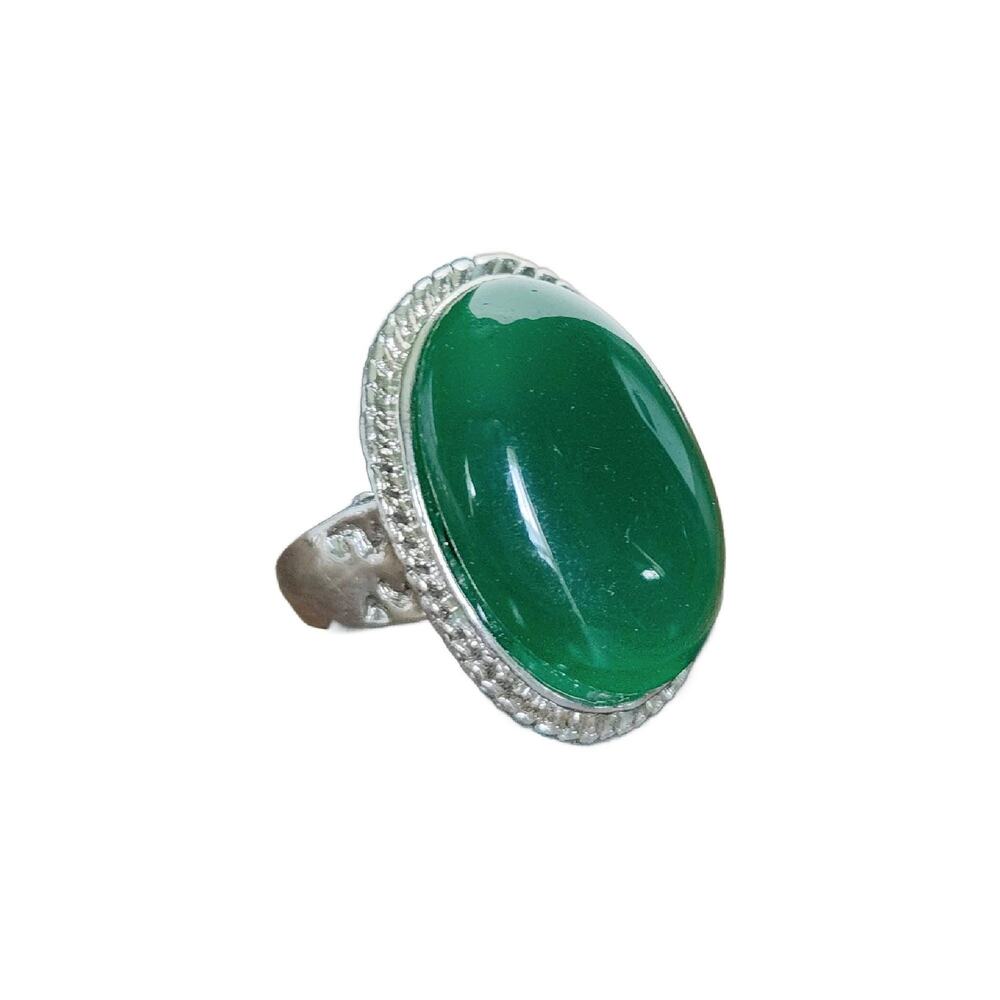 Vintage Sterling Silver Green Onyx Ring Size 7.5